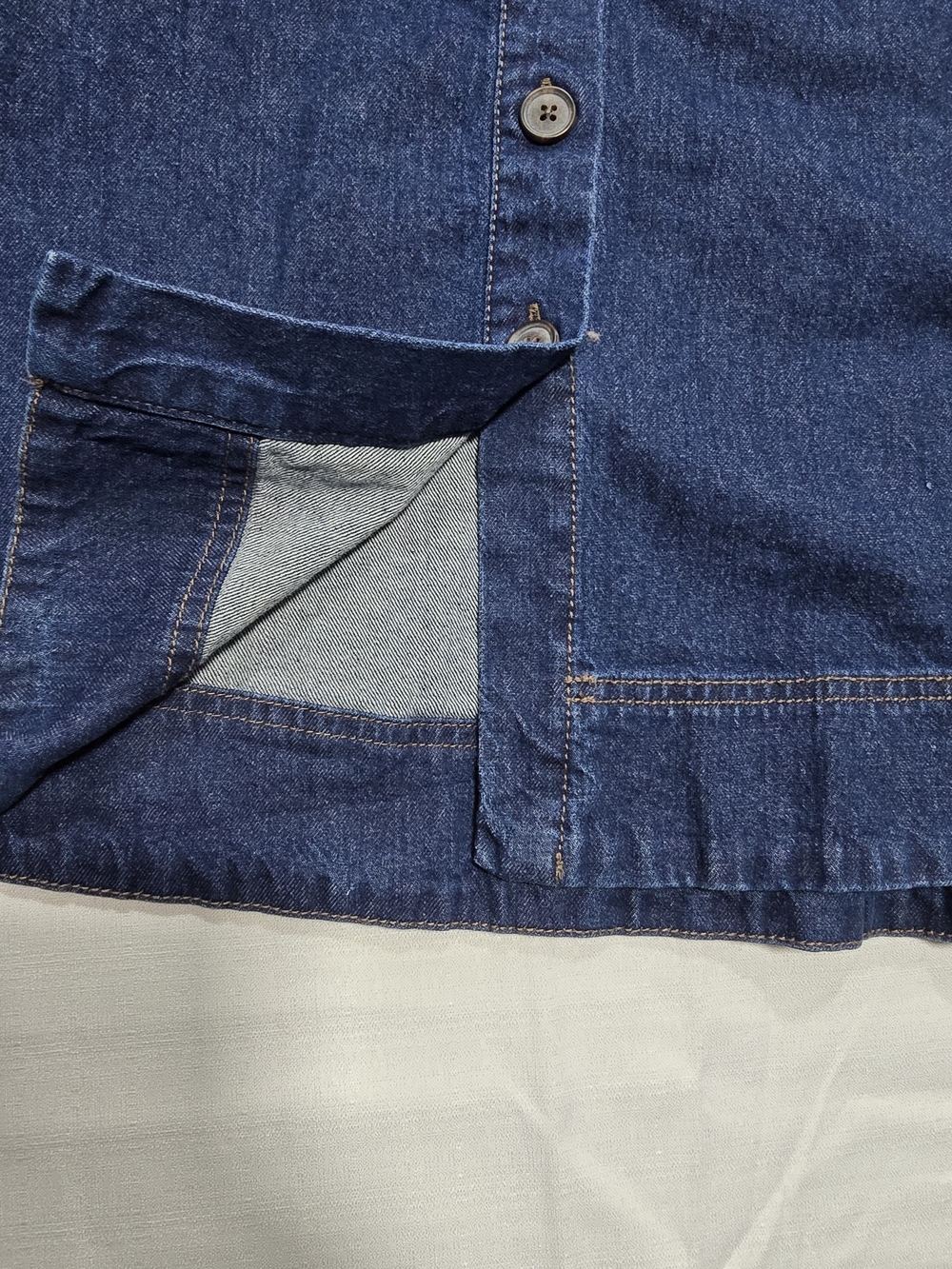 Universal Thread Button-Front Denim Midi Dress in Classic Blue With Pockets Sz M - Picture 4 of 13